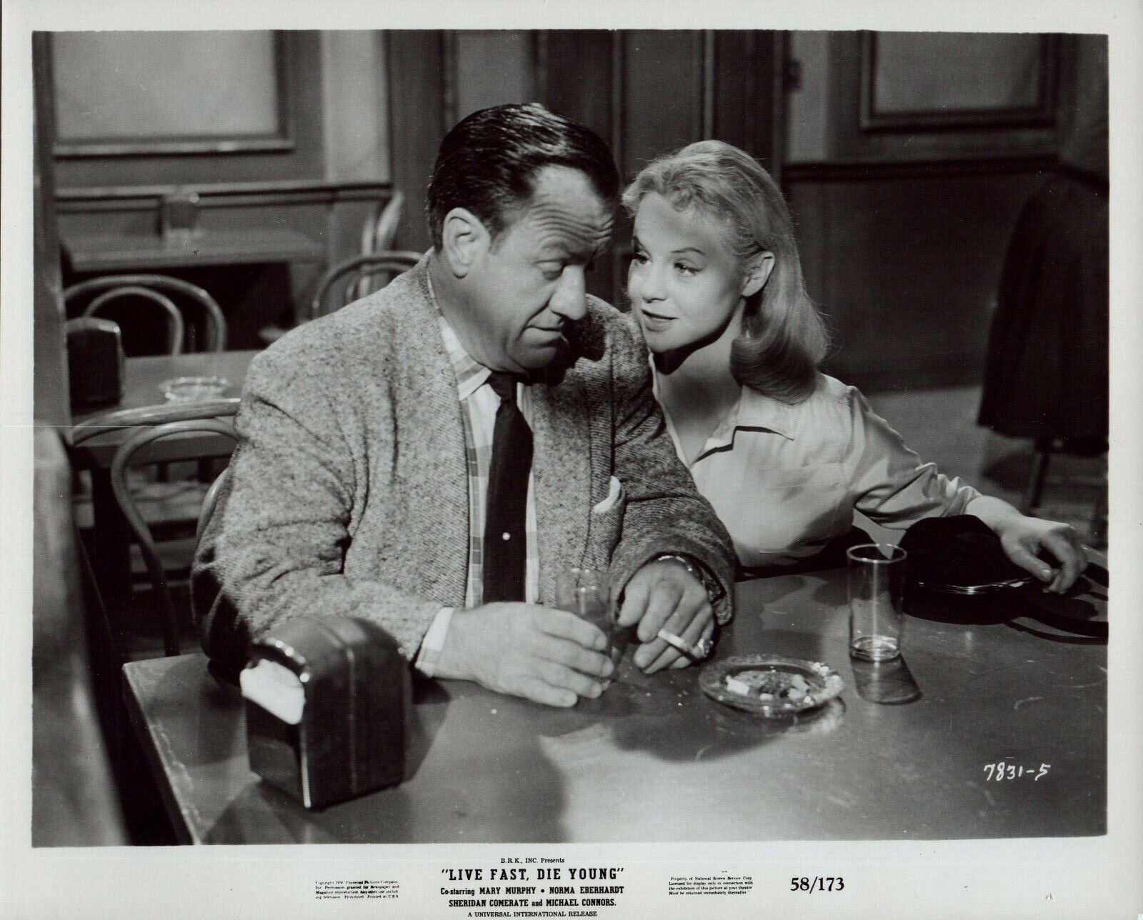 NORMA EBERHARDT MIKE CONNORS 1958 Vintage Movie 8x10 Photo Poster painting LIVE FAST DIE YOUNG