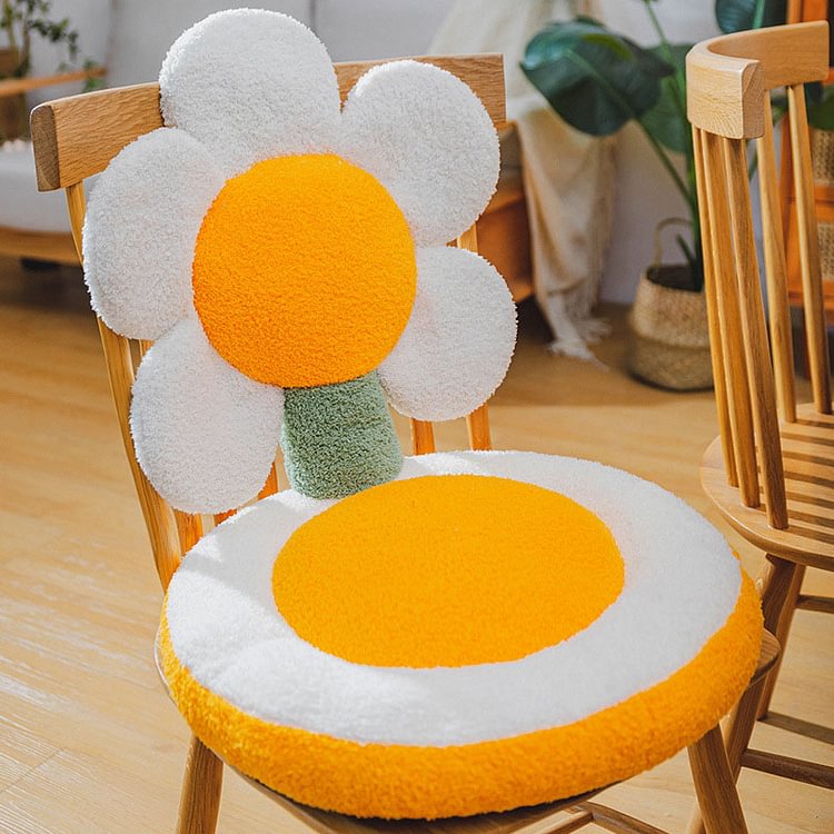 Cartoon Sunflower Plush Seat Back Cushion - Modakawa 
