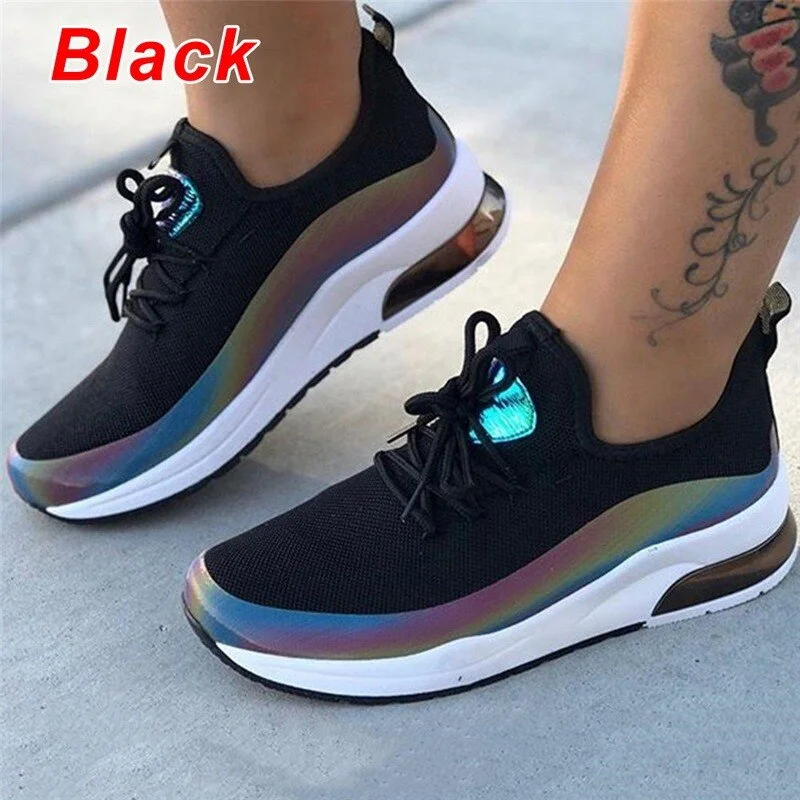 2021 new thick-soled sports shoes women's shoes student shoes breathable multi-color women's sports shoes plus size shoes