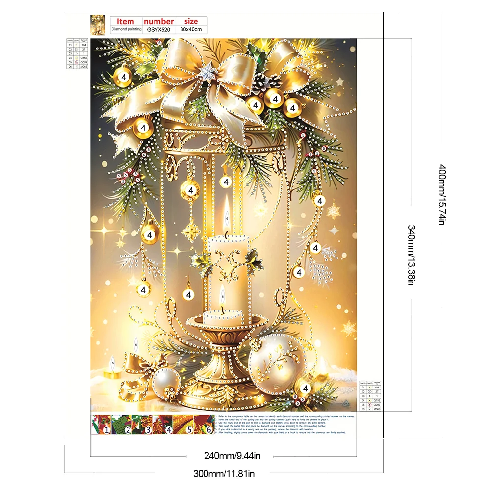 Diamond Painting - Partial Special Shaped Drill - Christmas Candle(Canvas|30*40cm)