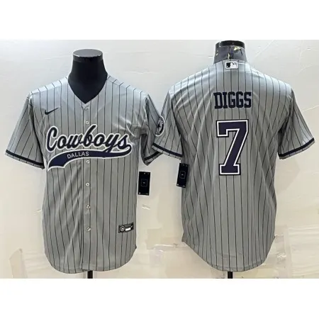 Men's Dallas Cowboys #7 Trevon Diggs Grey With Patch Cool Base Stitched Baseball Jersey 3JKN