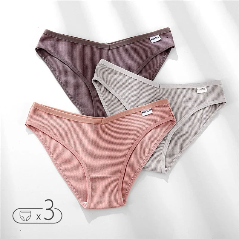 FINETOO Cotton Underwear Women M-XL Panties Fashion V Waist Underpants Low-rise Women's Briefs Soft Panty Comfortable Lingerie
