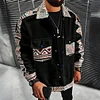💥 2025 Hot Sale! Loose Fit Men's Geometric Print Jacket With Flap Pockets, Light Jacket, Colorful, Fashion, Long Sleeve, Going Out, Graphic, Boyfriend Gift, Fall