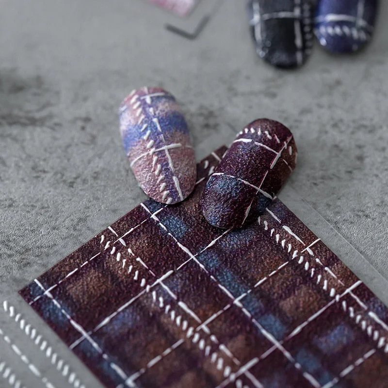 5D Embossed Geometry Stripe Nail Stickers Pro Frosted Thin Transparent Adhesive Nail Art Decorations Nail Polish Strips Wraps-Nail Inspo