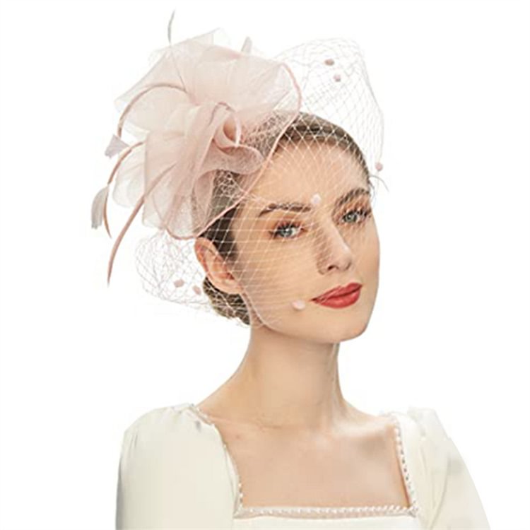 Wedding Light Beige Bride Retro Veil Headwear  Flycurvy [product_label]