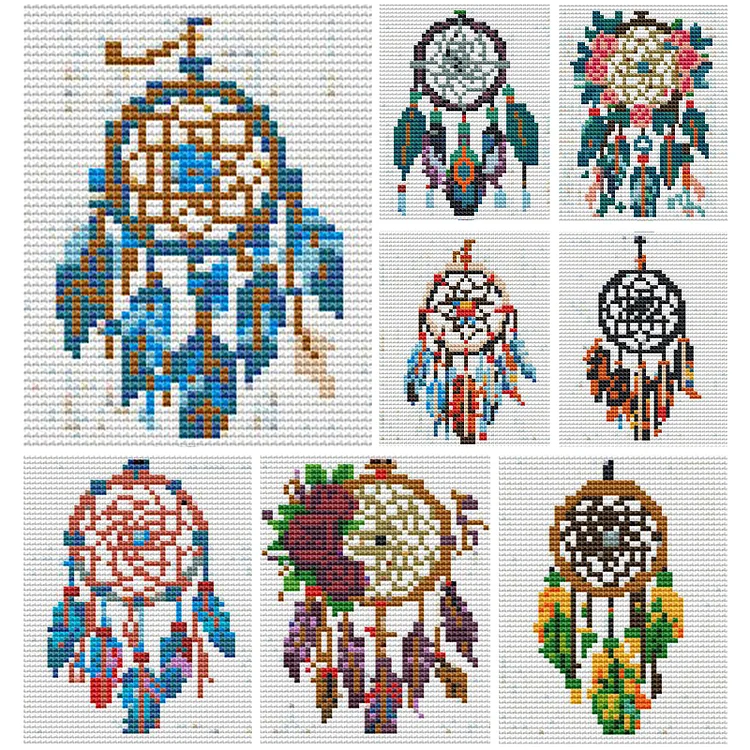 8PC Dreamcatcher 15*17cm 11CT Stamped Canvas Cross Stitch gbfke