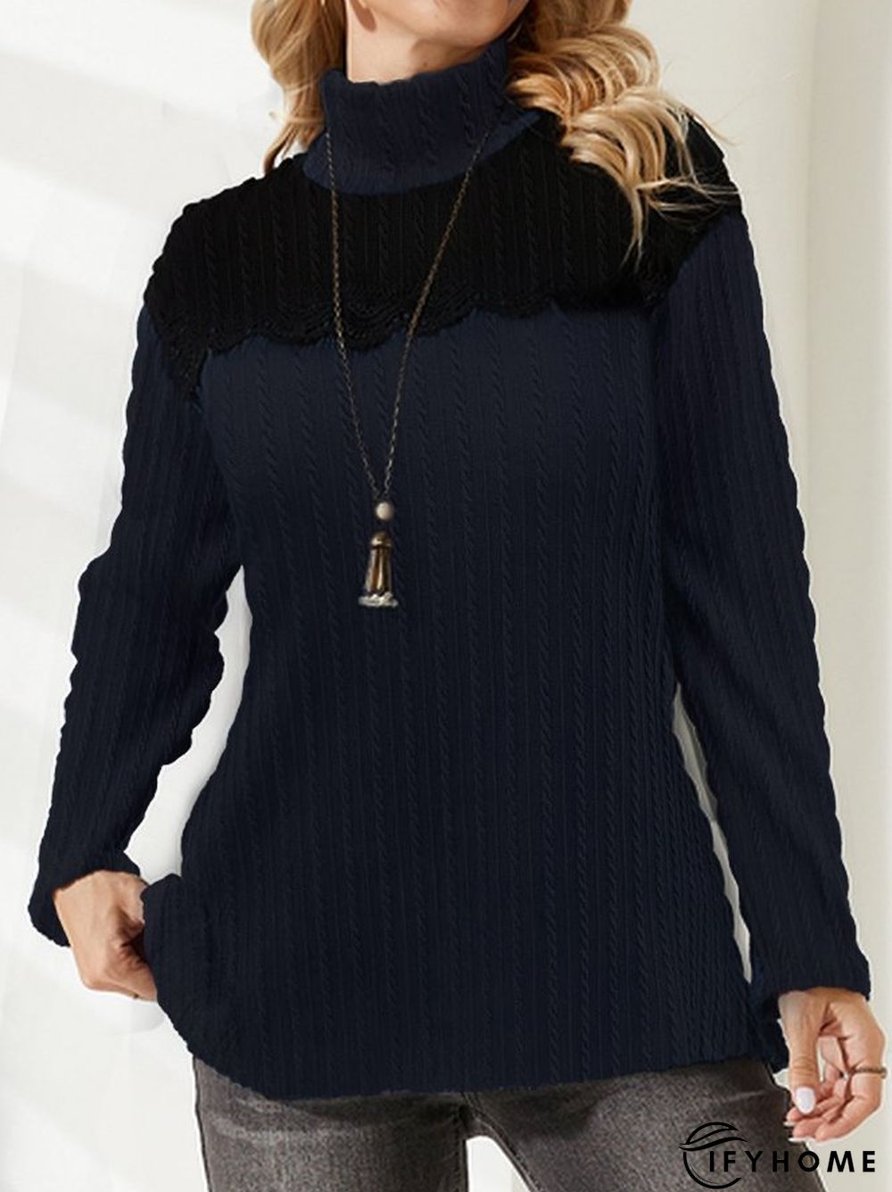 Plain Casual Loose Half Turtleneck Top | IFYHOME