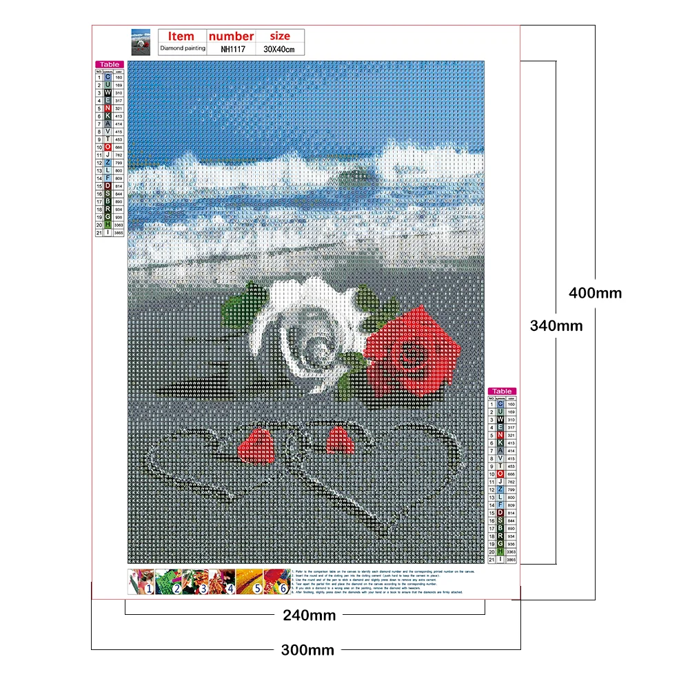 Diamond Painting - Full Round Drill - Valentine Love Rose(30*40cm)