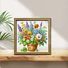Flower DIY Special Shape Double sided Print Clear Diamond Art Kit Wooden Framed Diamond Painting Kit(22x22cm)
