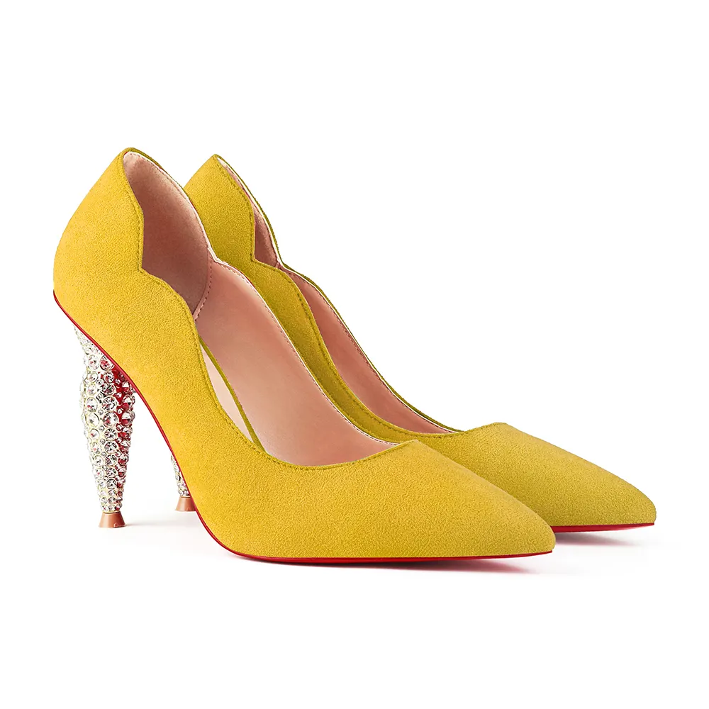 100mm Diamond Red bottom high heels Suede-vocosishoes