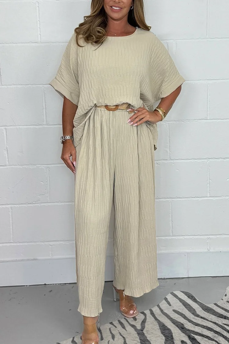 Women's Crinkle Top & Belted Trouser Co-Ord