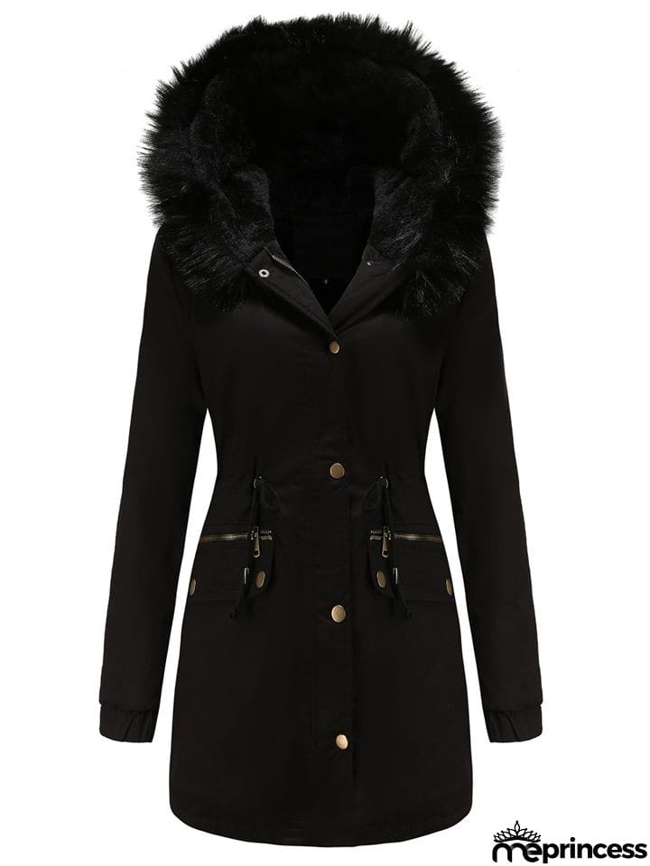 Women's Fleece Hooded Extra Warm Thicken Parka Coats