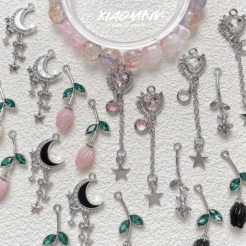 1 Piece 13*55mm Alloy Star Heart Shape Flower Pendant Jewelry Accessories