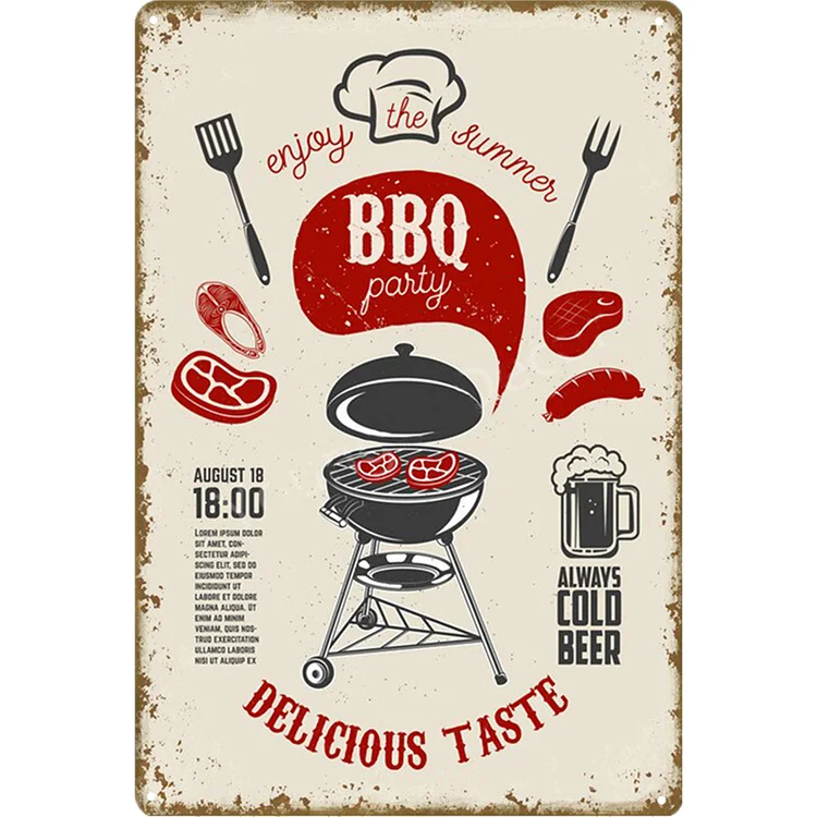 Bbq Ad - Vintage Tin Signs/Wooden Signs - 8*12Inch/12*16Inch