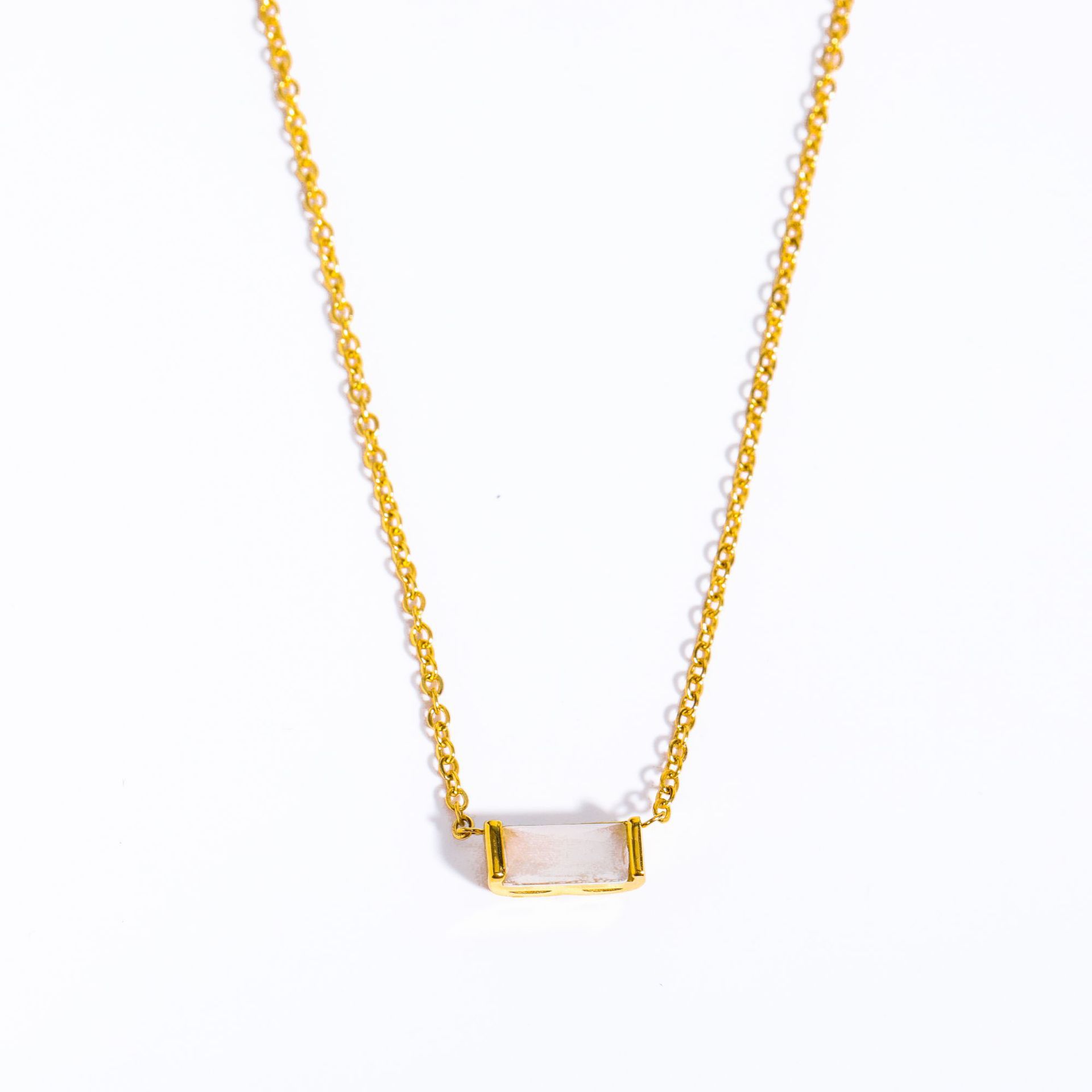 Women's Square Crystal Pendant Necklace