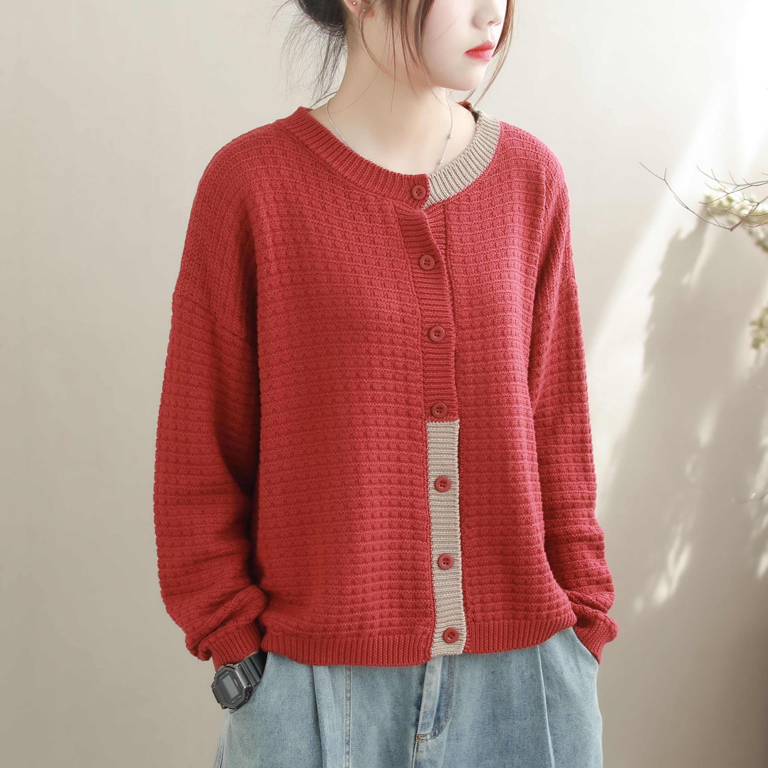 Chicfifth Sweater Women Winter Long Sleeve High Quality Autumn Vintage Top Knitted Cardigan