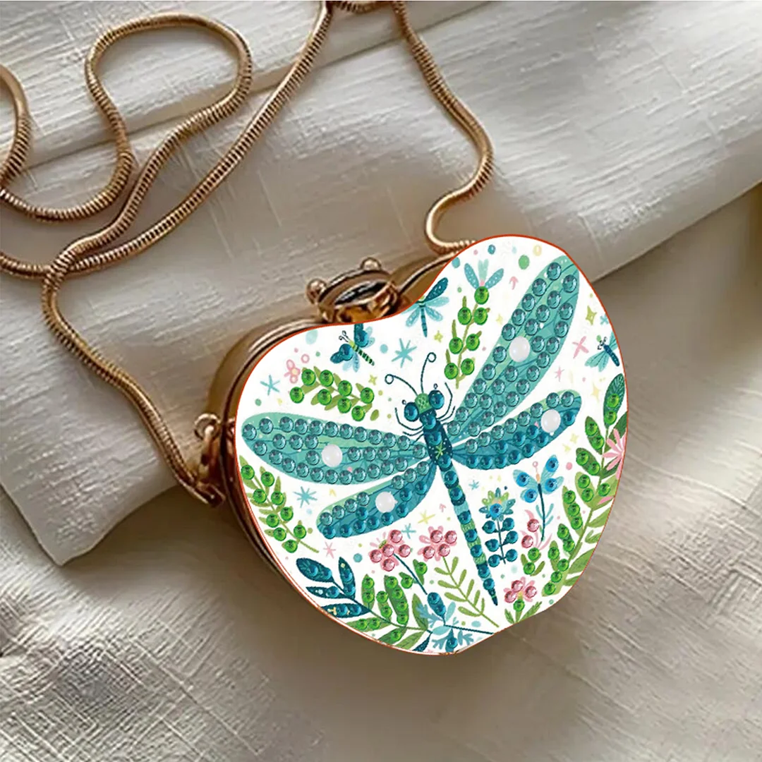 Dragonfly DIY Acrylic Love Art Diamond Painting Coin Purse with Chain for Women
