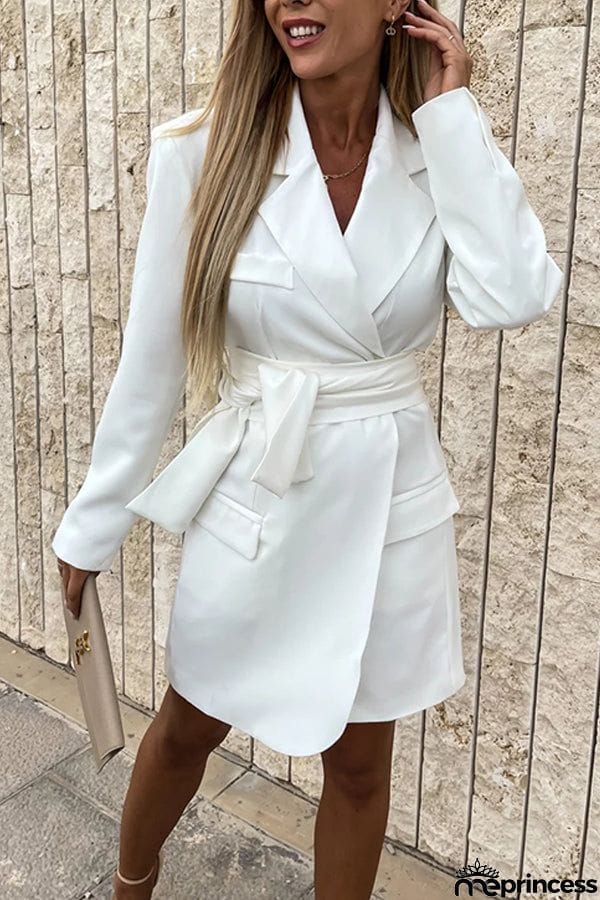 Loose Multicolor Suit Collar Dress
