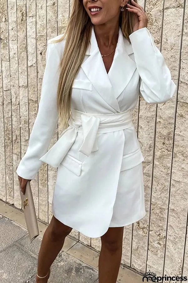 Loose Multicolor Suit Collar Dress