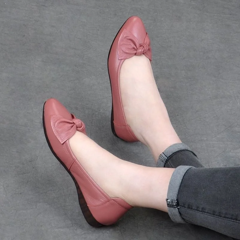 2021 New Leather Shoes Woman Low Heels Office Dress Shoes High Quality Comfortable Summer Ladies Shoes