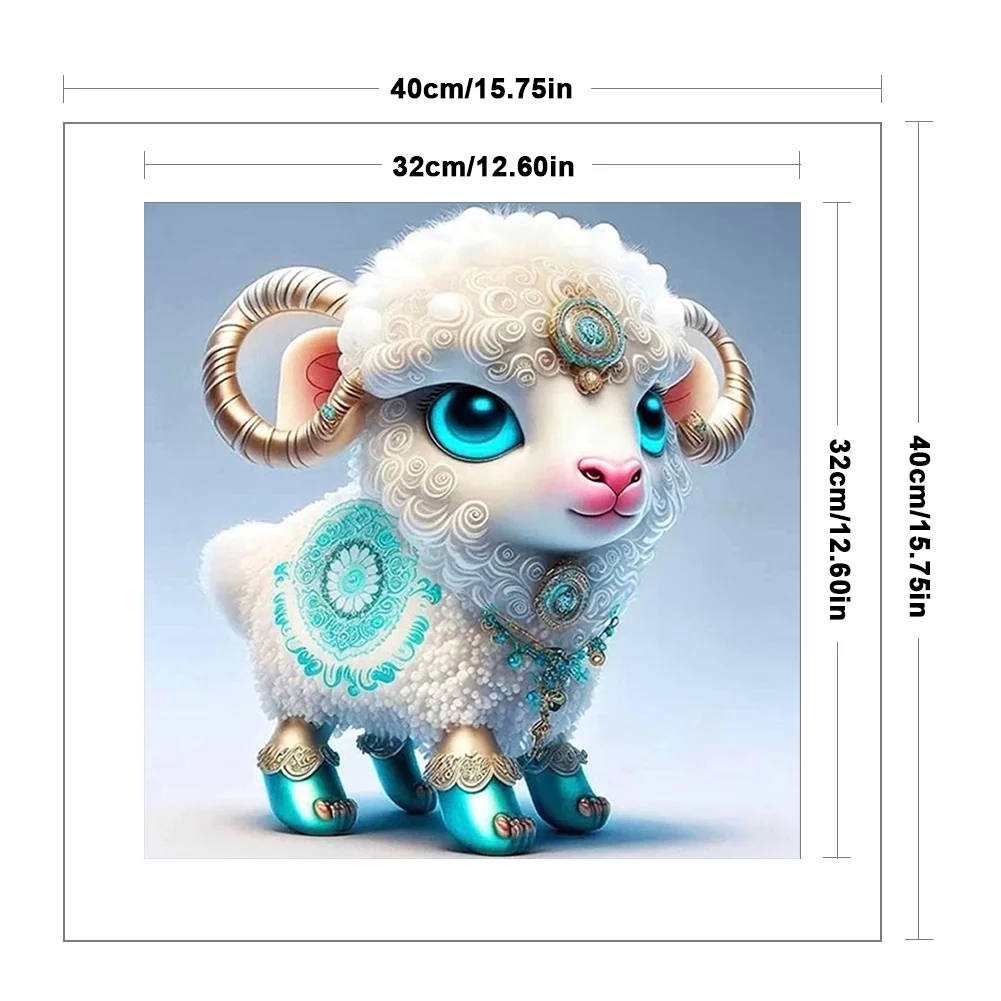 11CT Full Stamped Cross Stitch - Zodiac Sheep(Canvas|40*40CM)