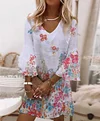 Youthful 3/4 Sleeve Floral Print Mini Dress