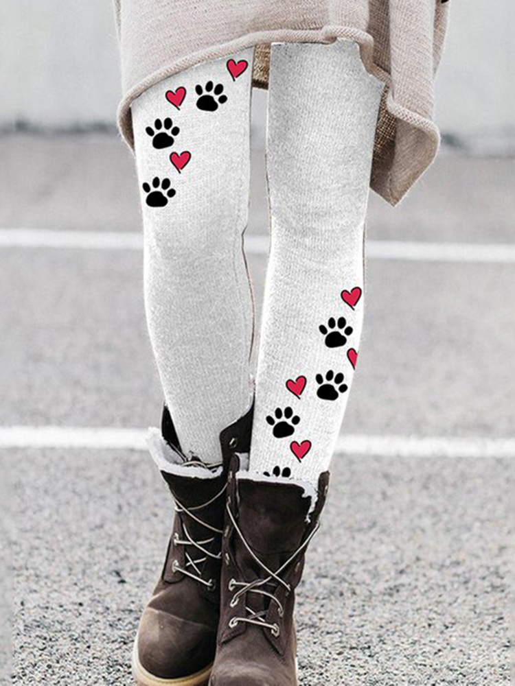 Comstylish Dog Paw Print Casual Everyday Leggings