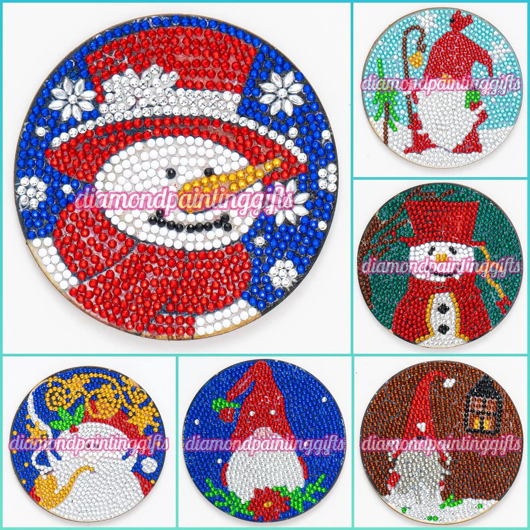 6pcs DIY Wooden Christmas Coasters Diamond Painting Kits for Beginners, Adults & Kids Art Craft Supplies