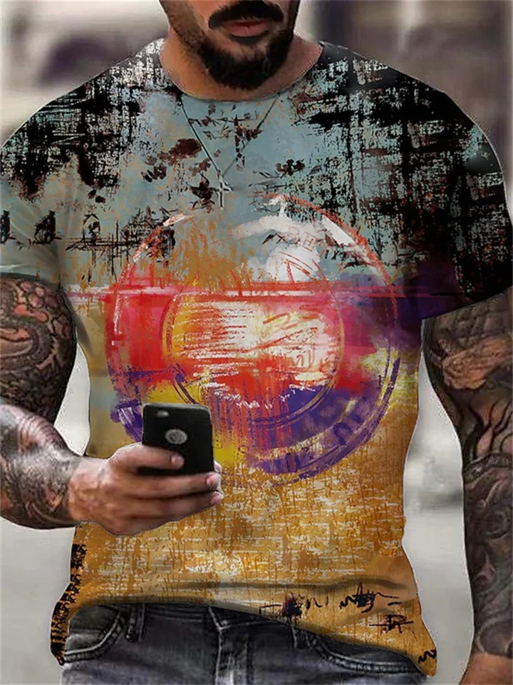 Men's T-shirt Round Neck Graffiti 3D Print S M L XL 2XL 3XL 4XL 5XL