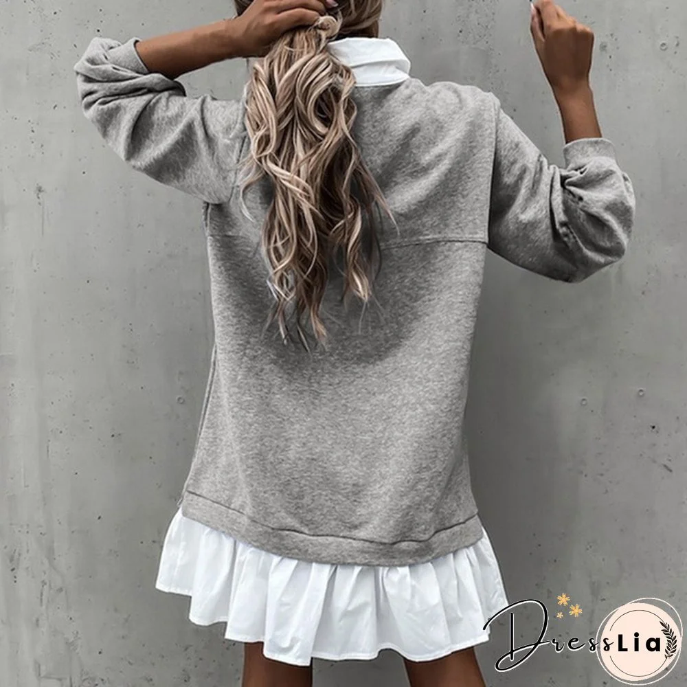 ZANZEA Women Autumn Loose Full Sleeve Sweater Casual Plain Holiday Sweatshirt Dress Plus Size