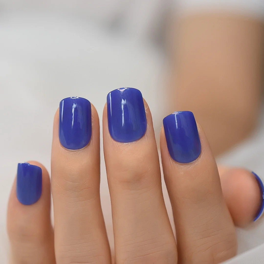 Reuseable Fake Nails High Light Shiny Gelnails Rose Pink Square Short Ladies Fingernails Manicure Art Tips Wholesale 24 With Tab-Nail Inspo