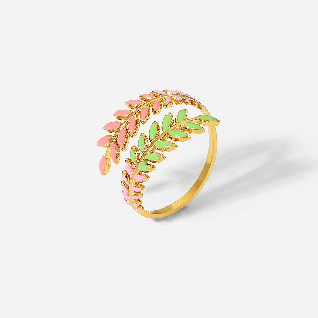 Summer Bloom Colorful Leaf Ring
