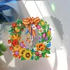 5D DIY Special Shaped Diamond Painting Christmas Hanging Wreath With Lamp String Kit