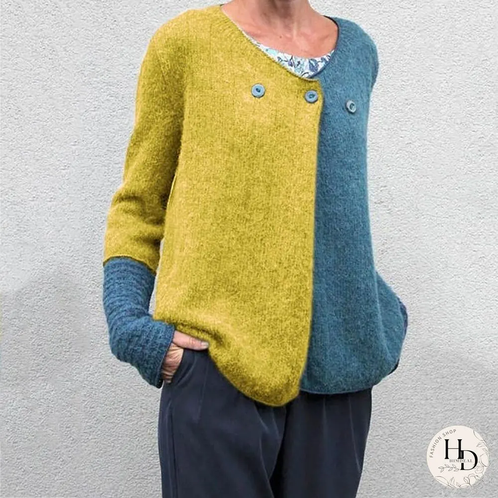 Blue Knitted Casual Sweaters