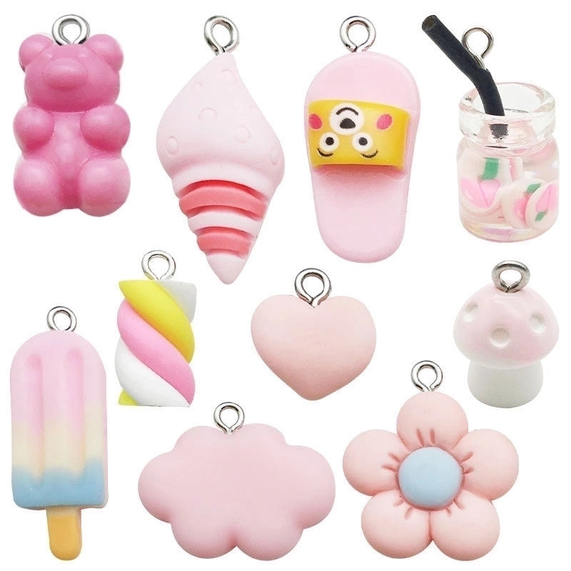 10 Pieces 10-30mm Resin Animal Fruit Dice Pendant