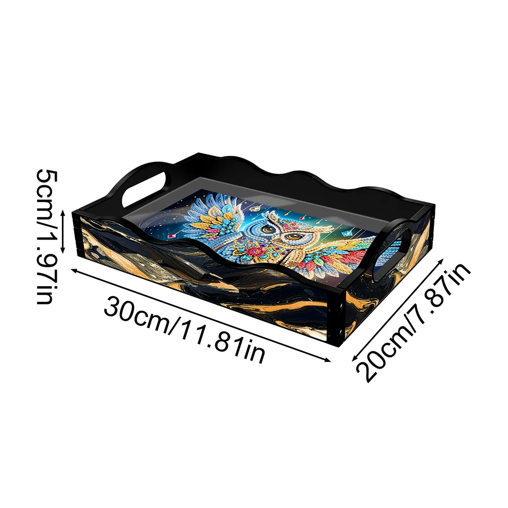 DIY Acrylic Owl 5D Diamond Painting Serving Tray Art Craft for Home Decoration