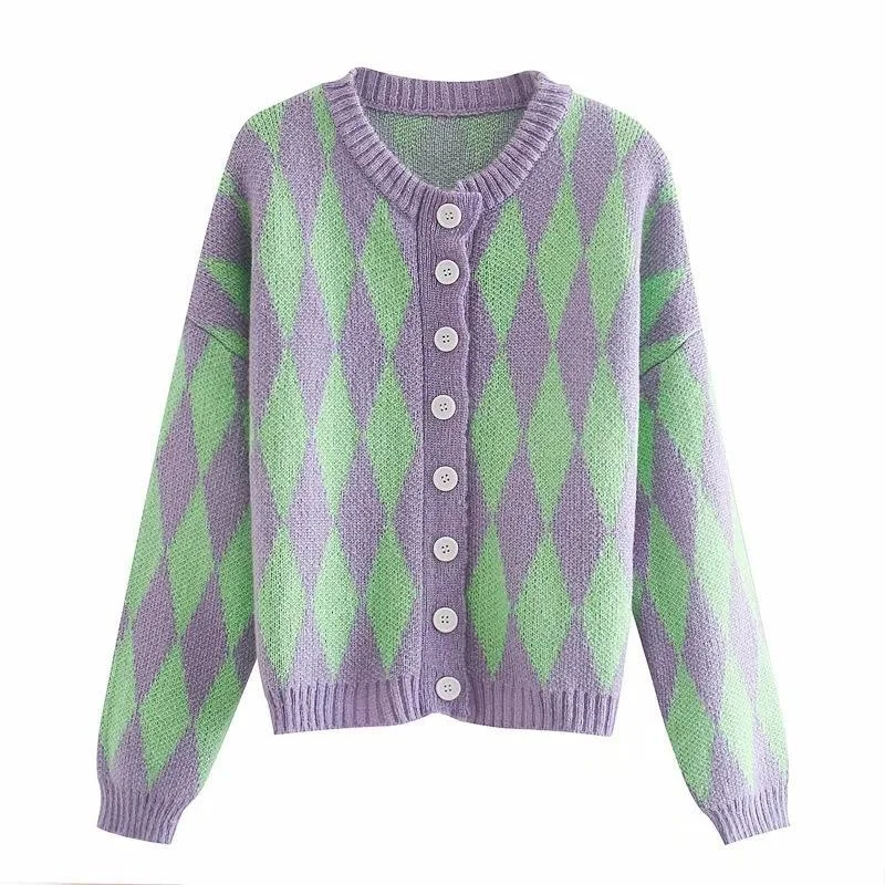 Becky Purple Plaid Cardigan KISS KIWI August Lemonade