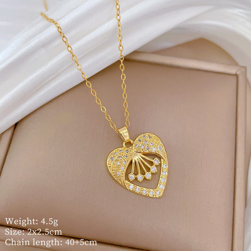 Copper Micro-Inlaid Necklace For Women Copper Micro-Inlaid Real Gold Electroplating Simple Ins Exquisite Clavicle Chain Neck Chain