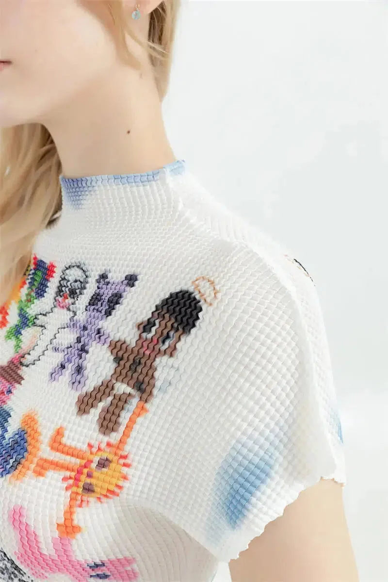 Brownm Figures Printed Top