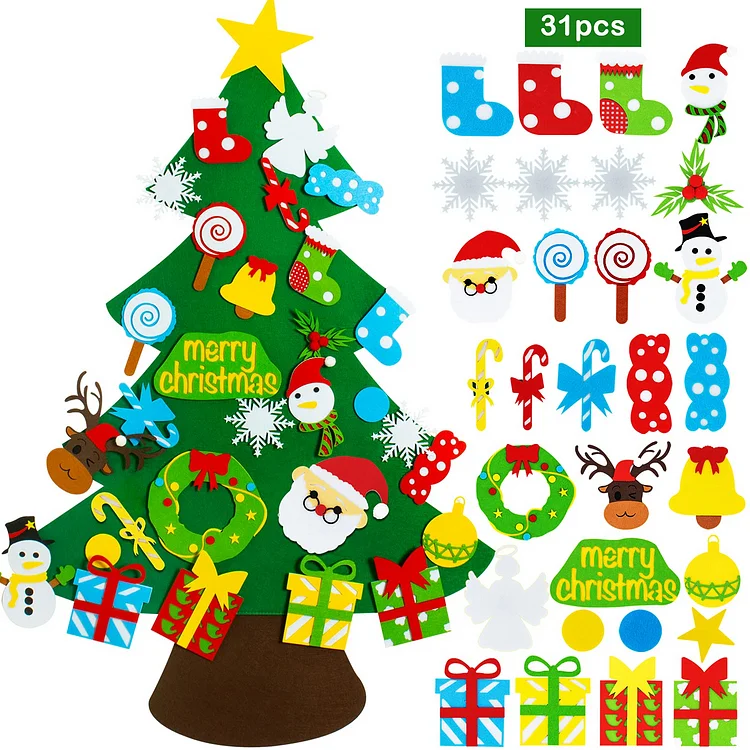 DIY Felt Christmas Tree Kit Wall Hanging Toddler Friendly Gifts