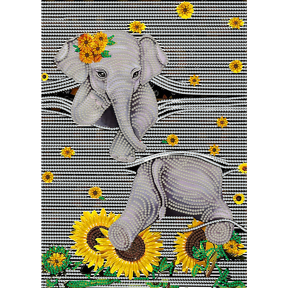 

Sunflower Elephant - Special Shaped Diamond Painting - 30*40CM, 501 Original