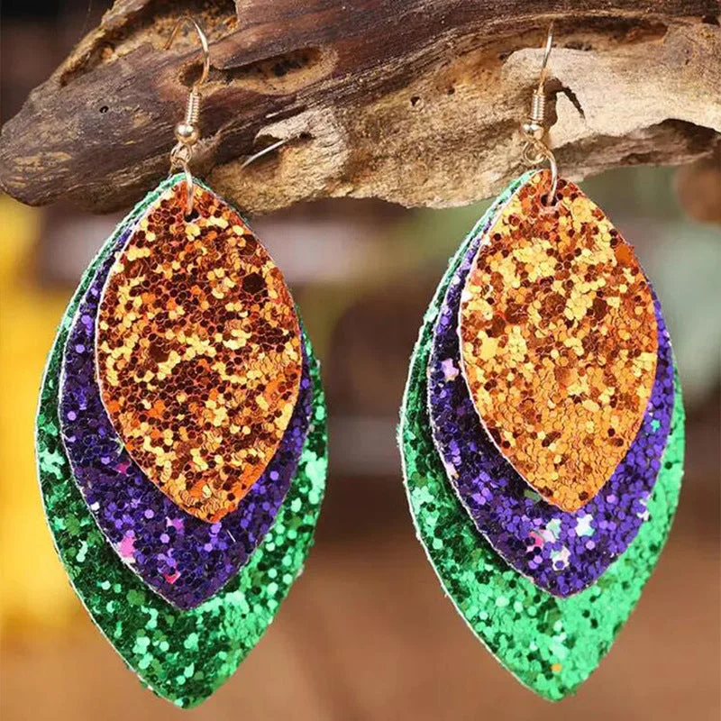 Sequined Multi-Layered Casual Earrings