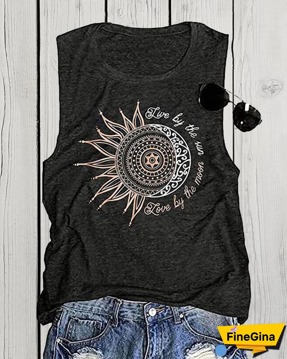 Sunflower Sketch Printed Tanks