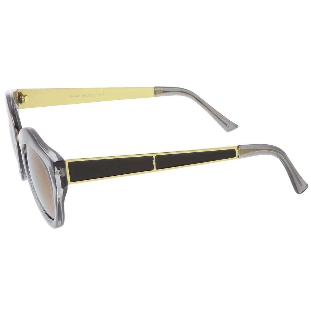 Women's Metal Bridge Colored Mirror Lens Square Cat Eye glasses 46mm