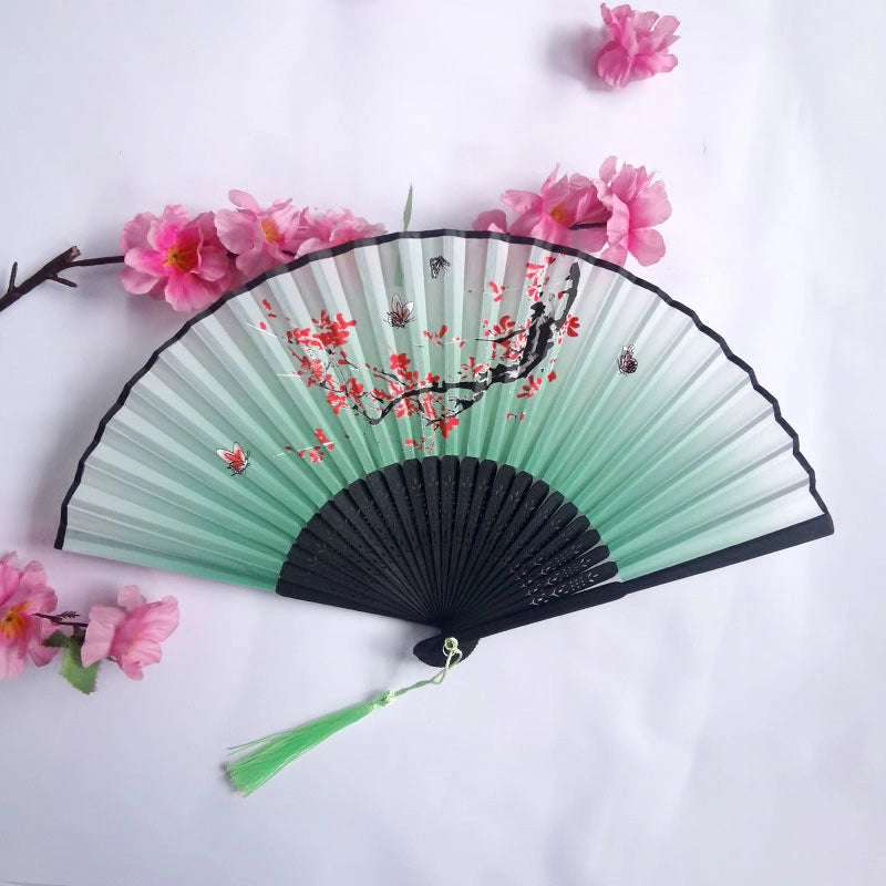 3 Pieces Ancient Style Folding Fan Female Classical Tassel Silk Fan Chinese Style Small Fan Portable Dance Craft National Fashion Fan Student Fan