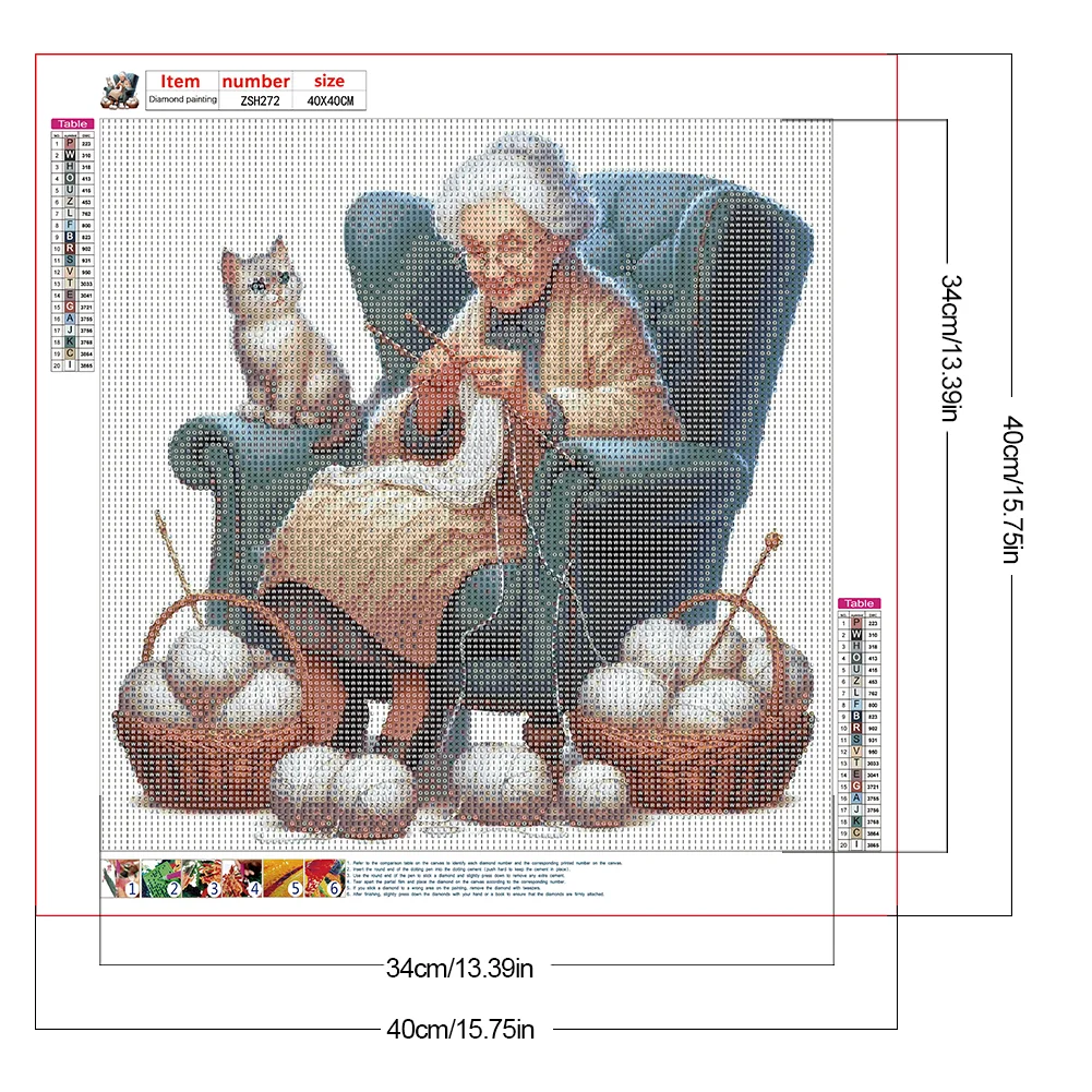 Diamond Painting - Full Round Drill - Knitting Grandma(Canvas|40*40cm)