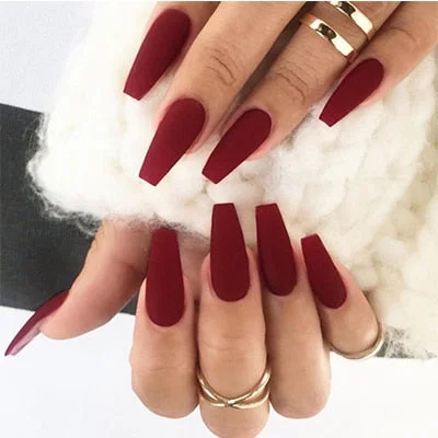 24pcs/Set Coffin Fake Nails Europen and American Pink Blue Black Ballerina False Nails Full Artificial Nail Tips with Glue-Nail Inspo