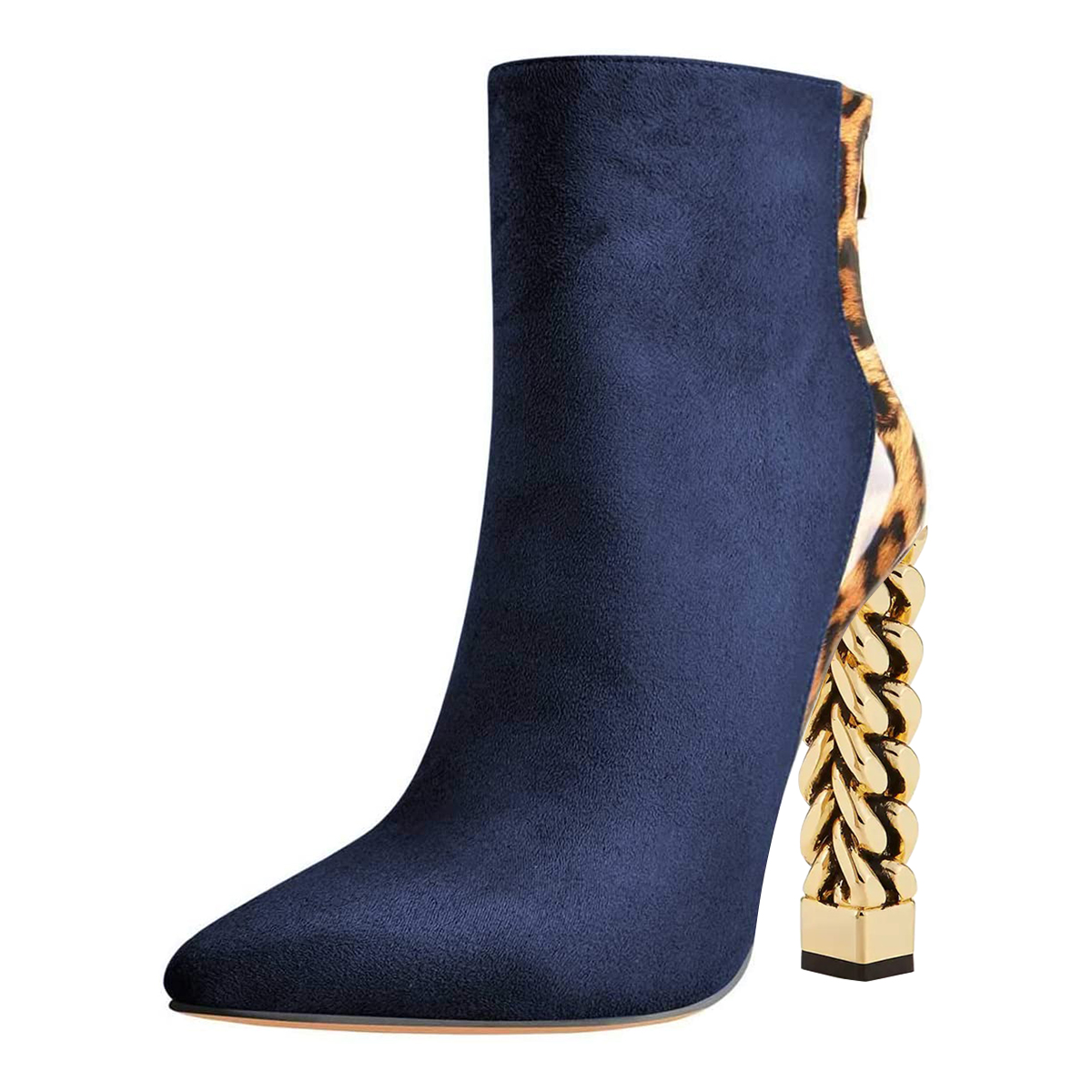 Blue leopard fashion print boots