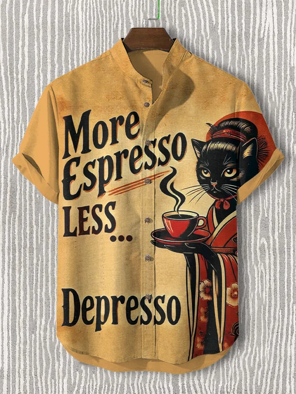 Men's More Espresso Less Depresso Art Print Casual Shirt