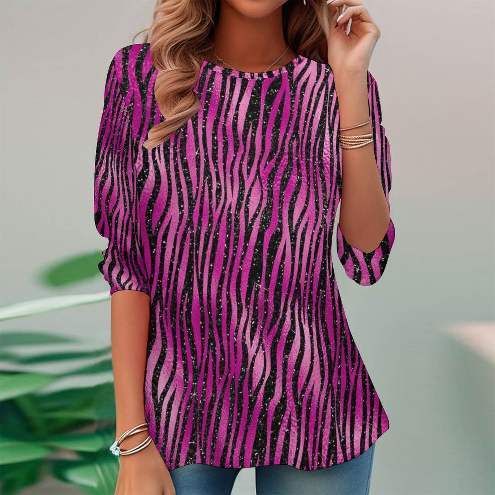 Women Long Sleeve V-neck Graphic Floral Printed Top